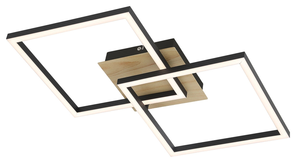 Plafoniera LED Rabalux Ashton 24W nero opaco quadrata 40cm