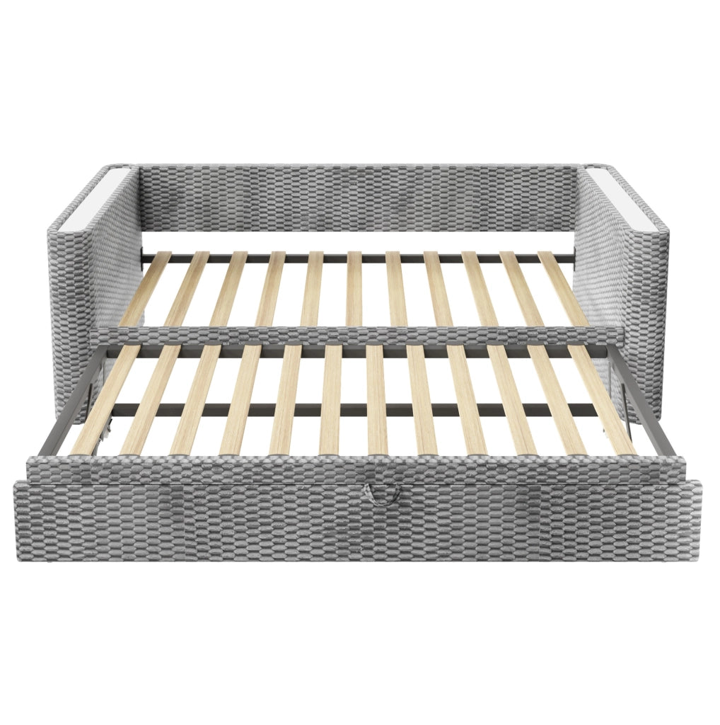 Letto 90x200 cm con letto estraibile e LED in velluto