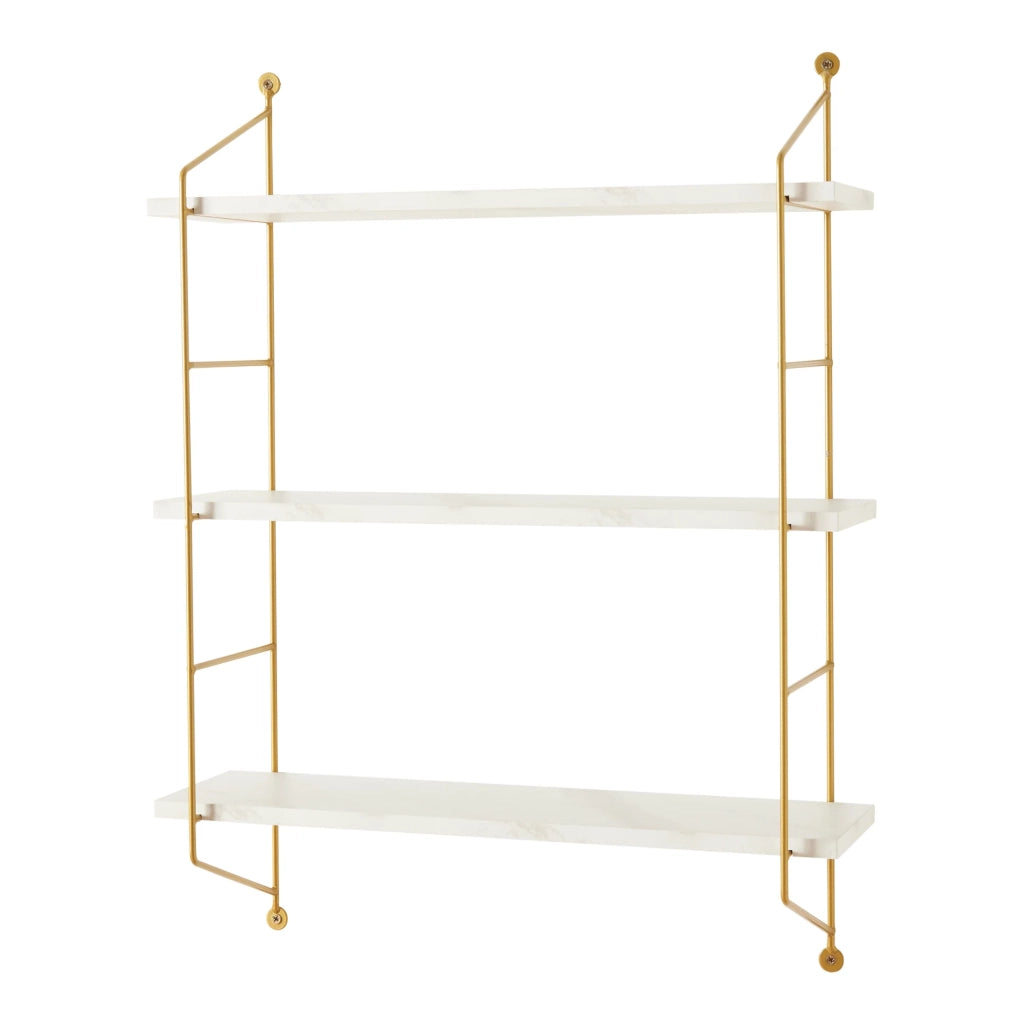 Mensola da parete a 3 ripiani 48 x 15 x 64 cm effetto marmo bianco 03_0007064