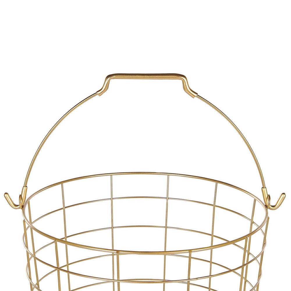 Carrello Portaoggetti per Bagno 3 Cestelli in Metallo Dorato con Ruote