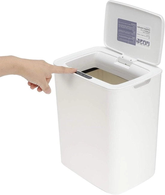 Cassetto di Rifiuti Mini a Induzione - Contenitore di Rifiuti Automatico a Sensore per Ufficio Scuola Casa (Bianco)