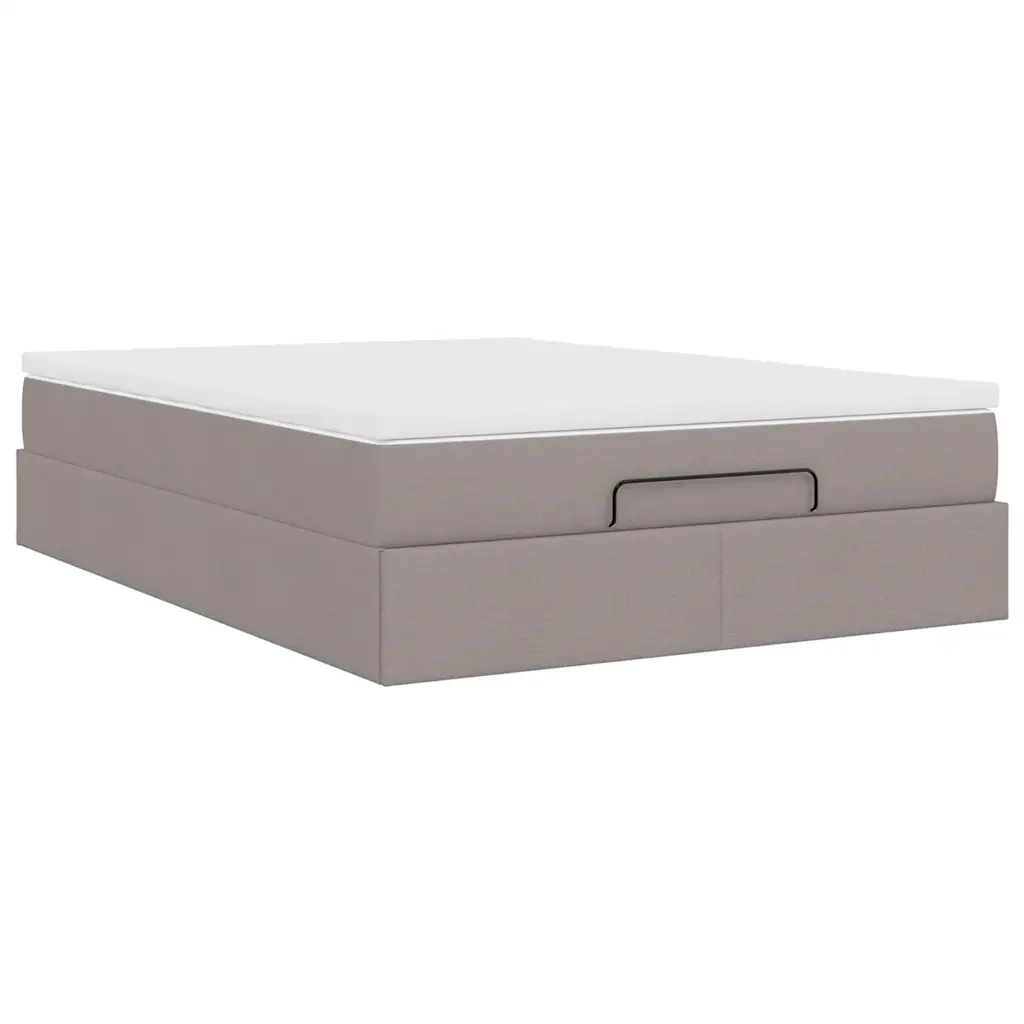 Struttura Letto Pouf con Materasso Tortora 140x200cm in Tessuto 3311117