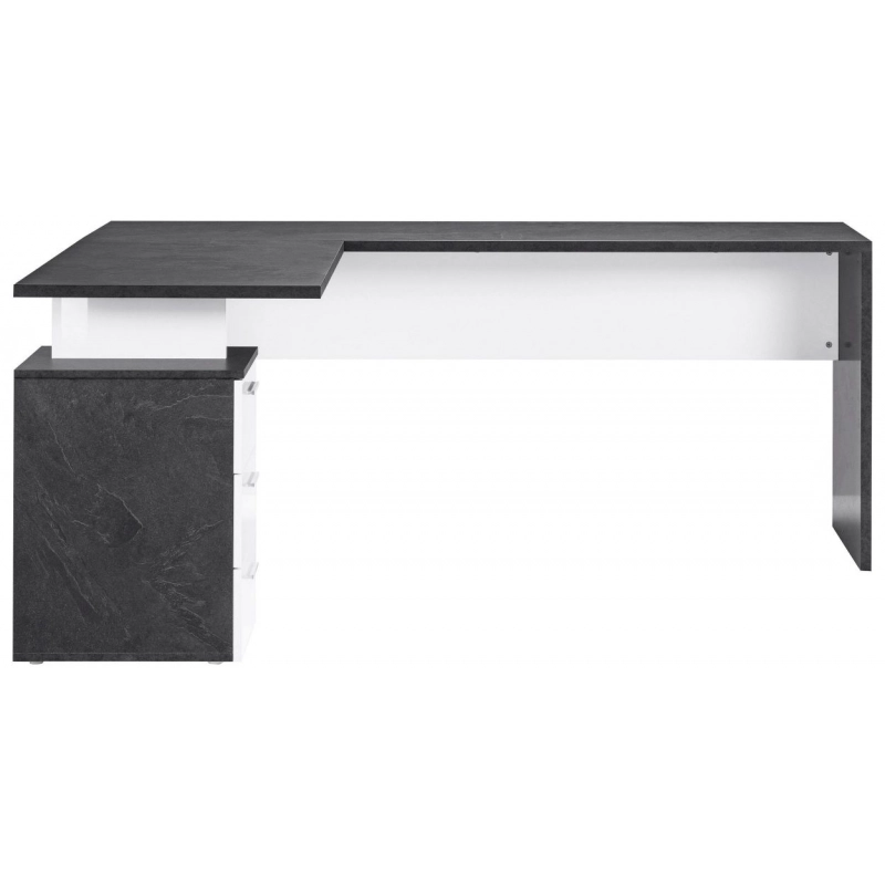 Scrivania ad angolo New Selina – 180x75x60 – Bianco Lucido e Report