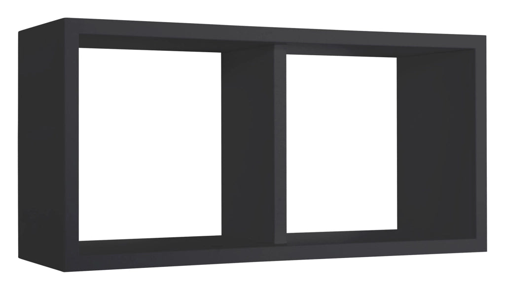 Mensola Rettangolare 2 Scomparti da Parete 70x30x23,7 cm in Fibra di Legno Morgana Maxi Nero