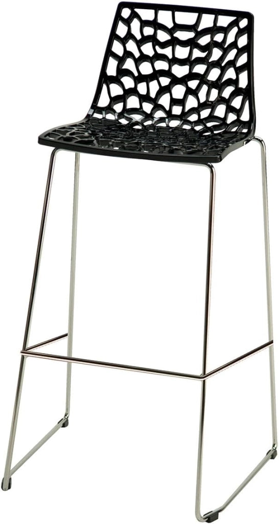 Upon Spider Fix - Sgabello da Bar, 44 x 53 x 96 cm, Colore: Nero Lucido