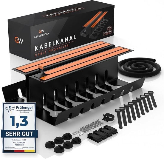 Set di contenitori per cavi da scrivania neri - contenitore per cavi - 43 x 12 x 12 cm - cavo - contenitore per cavi - gestione cavi - area di lavoro - ufficio