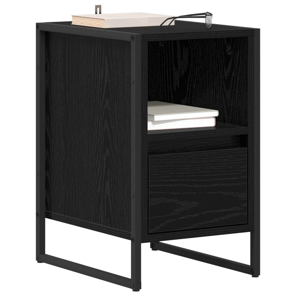 Comodino Rovere Nero 39,5 x 30 x 50 cm Legno multistrato