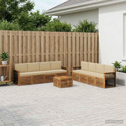 Set di divani da esterno 9 pz Naturale e Beige 3384174