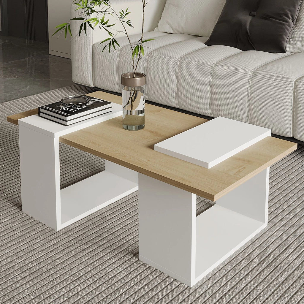 Tavolino in legno "Matris" - 90 x 46 x 37 cm - Bianco