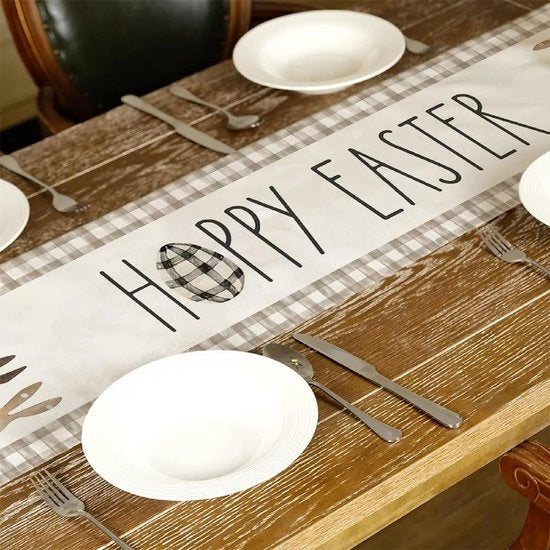 Set di tovaglie e piatti per tavola invernale, tovaglie da tavola e piatti lavabili, tovaglie da tavola con fondo antiscivolo per Pasqua, tovaglie da tavola in lino per tavolo da pranzo in stile D.