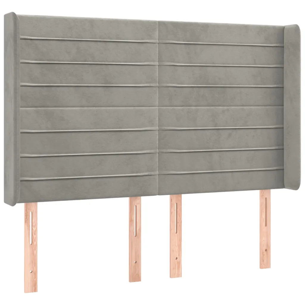 Letto a Molle Materasso e LED Grigio Chiaro 140x200 cm Velluto
