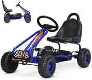 Go Kart a Pedali per Bambini, Macchina per Bambini con Sedili Regolabili in 2 Posizioni e 4 Ruote Antisdrucciolo, Carico 30 kg, per 3 Anni + (Blu, 92 X 50 X 53 CM)