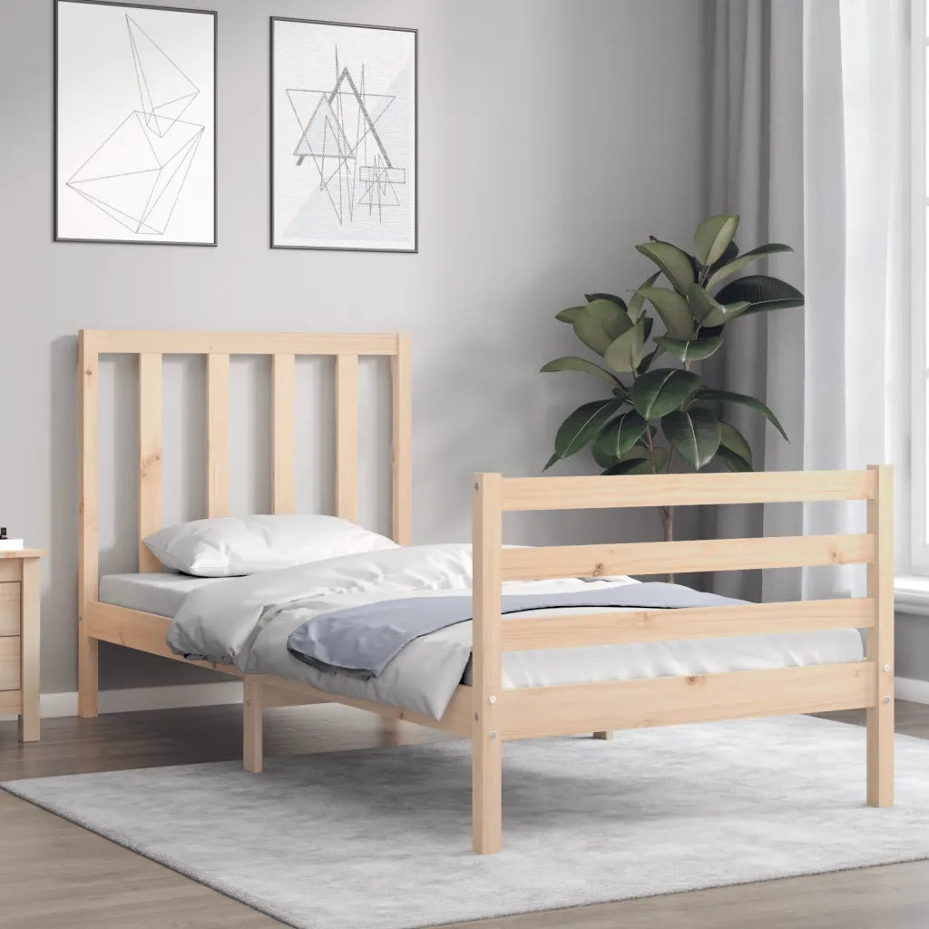 Giroletto con Testiera Small Single-Struttura Letto in Legno Massello 940738