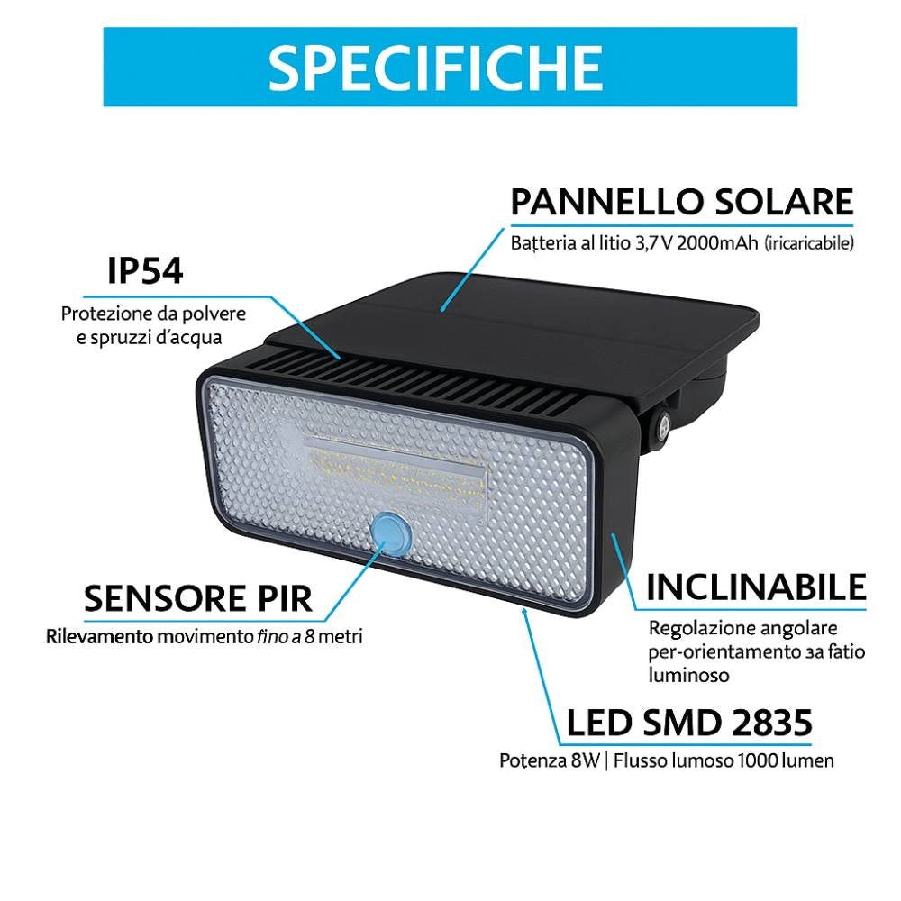 Lampada solare da parete ecova 25101 con sensore di movimento