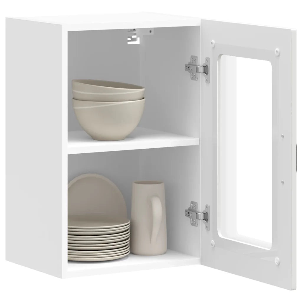 vidaXL Pensile da Cucina con Porta in Vetro Kalmar Bianco Truciolato