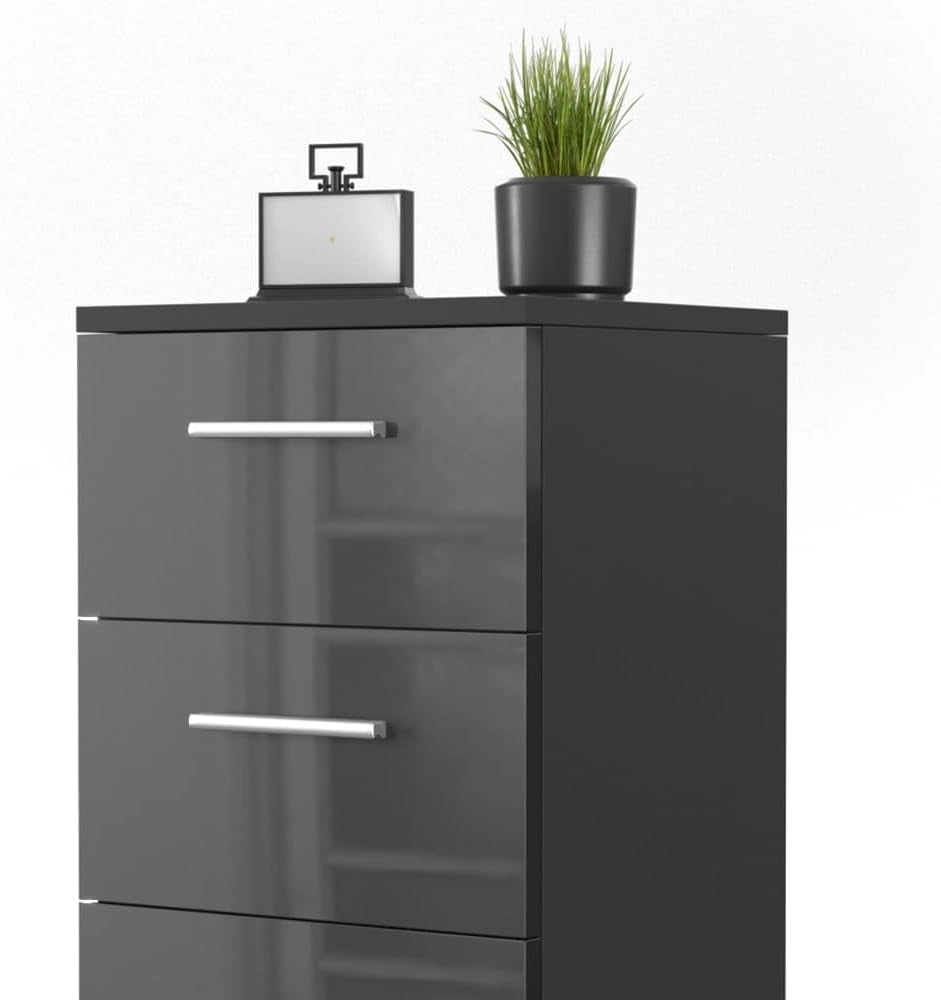Comodini camera da letto, Nero lucido, 38 x 66 cm, adatto per letti boxspring con telaio rialzato