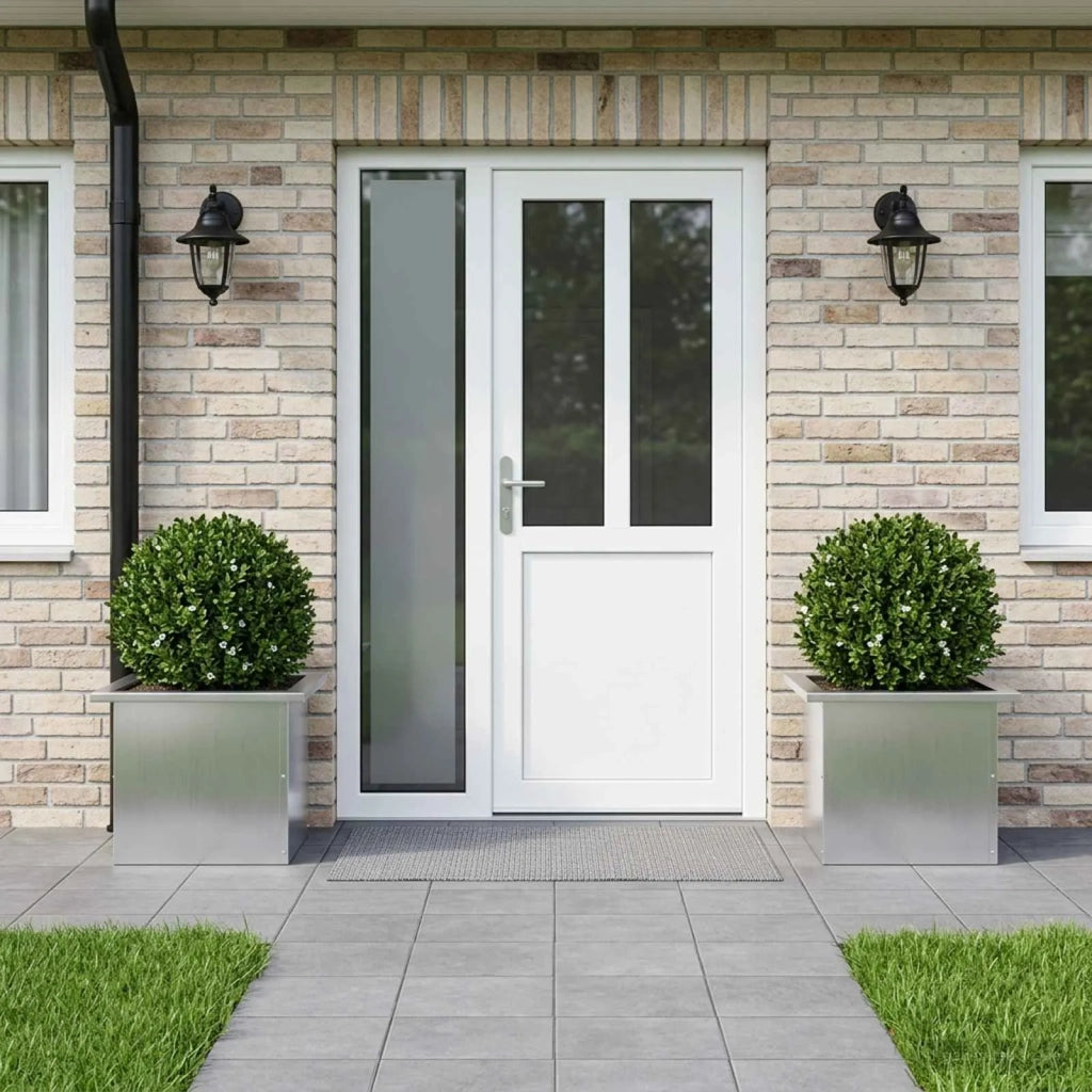 Fioriera da giardino con LED 2 pz Argento 30 x 40 x 30 cm 8008081