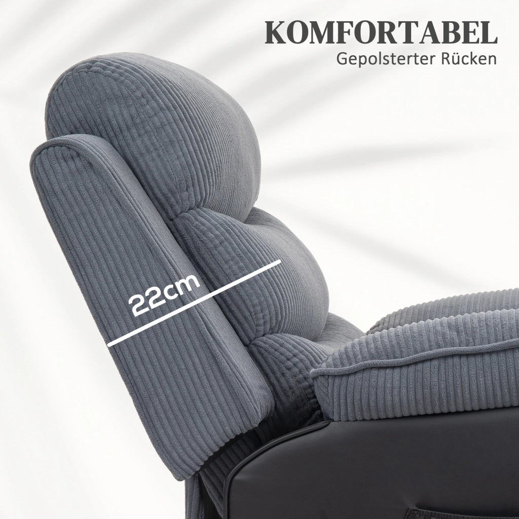 Poltrona Alzapersona Elettrica con Telecomando ¨C Xylo ¨C Tessuto Cord Grigio Scuro