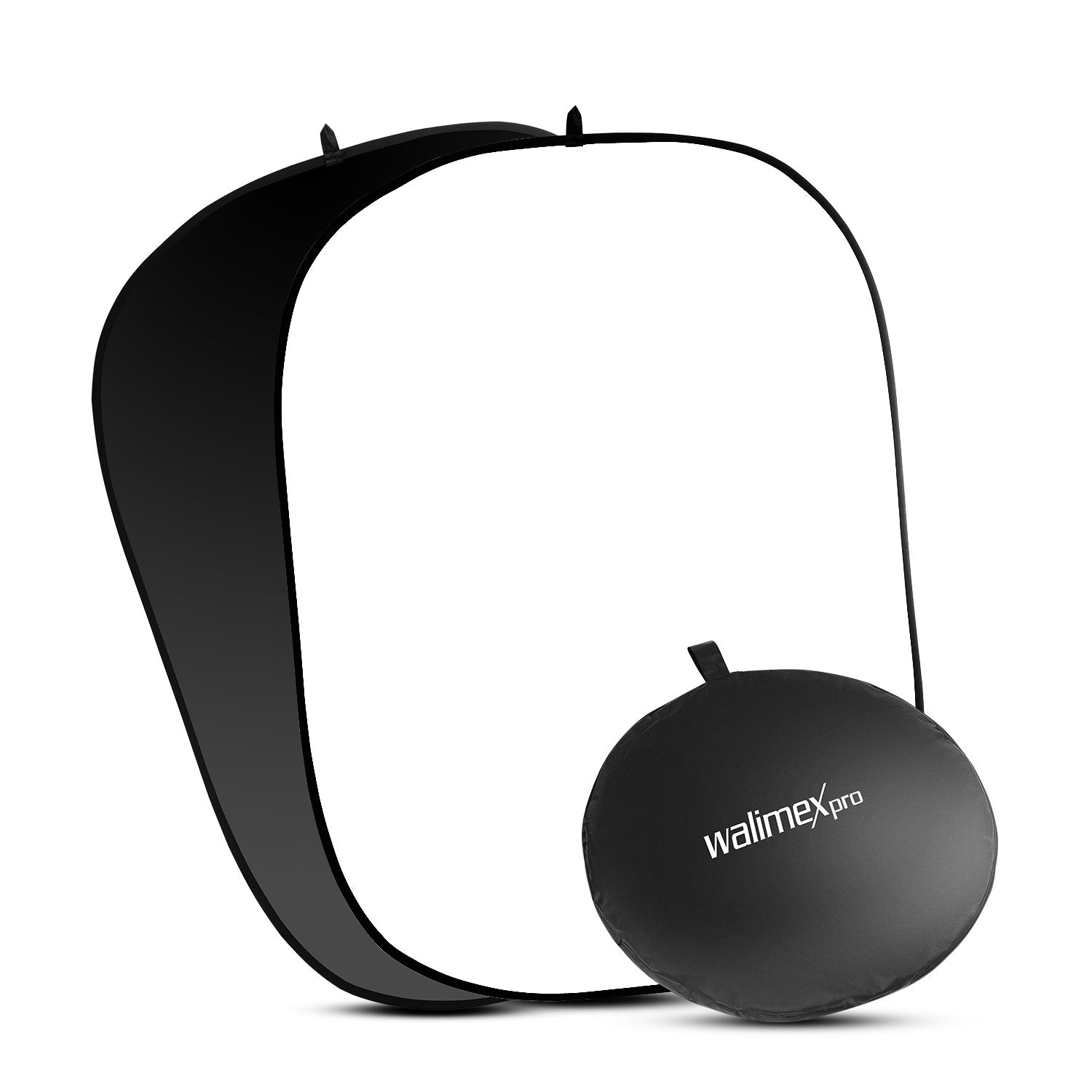 Sfondo pieghevole 2 in 1 nero/bianco 150 x 200 cm, robusto fondale fotografico con cornice stabile, per studio fotografico con borsa di trasporto