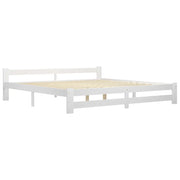 Giroletto senza Materasso-Struttura Letto Bianco 200x200 cm Legno Massello Pino 444613