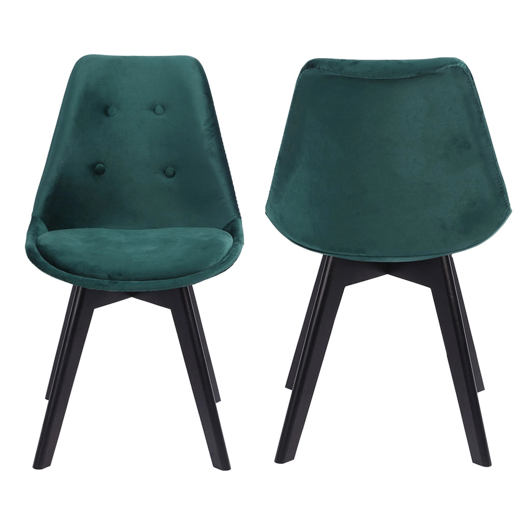 Set di 2 sedie in velluto verde NORA con cuscino
