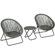 Set tavolo e sedie da giardino in resina pieghevole per 2 persone ¨C zephmum ¨C grigio