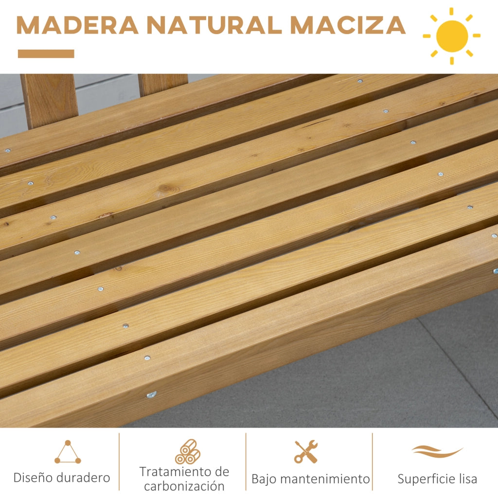 Panchina da Giardino 3 Posti ¨C zephmum ¨C Legno Massello Naturale 144x60x77 cm
