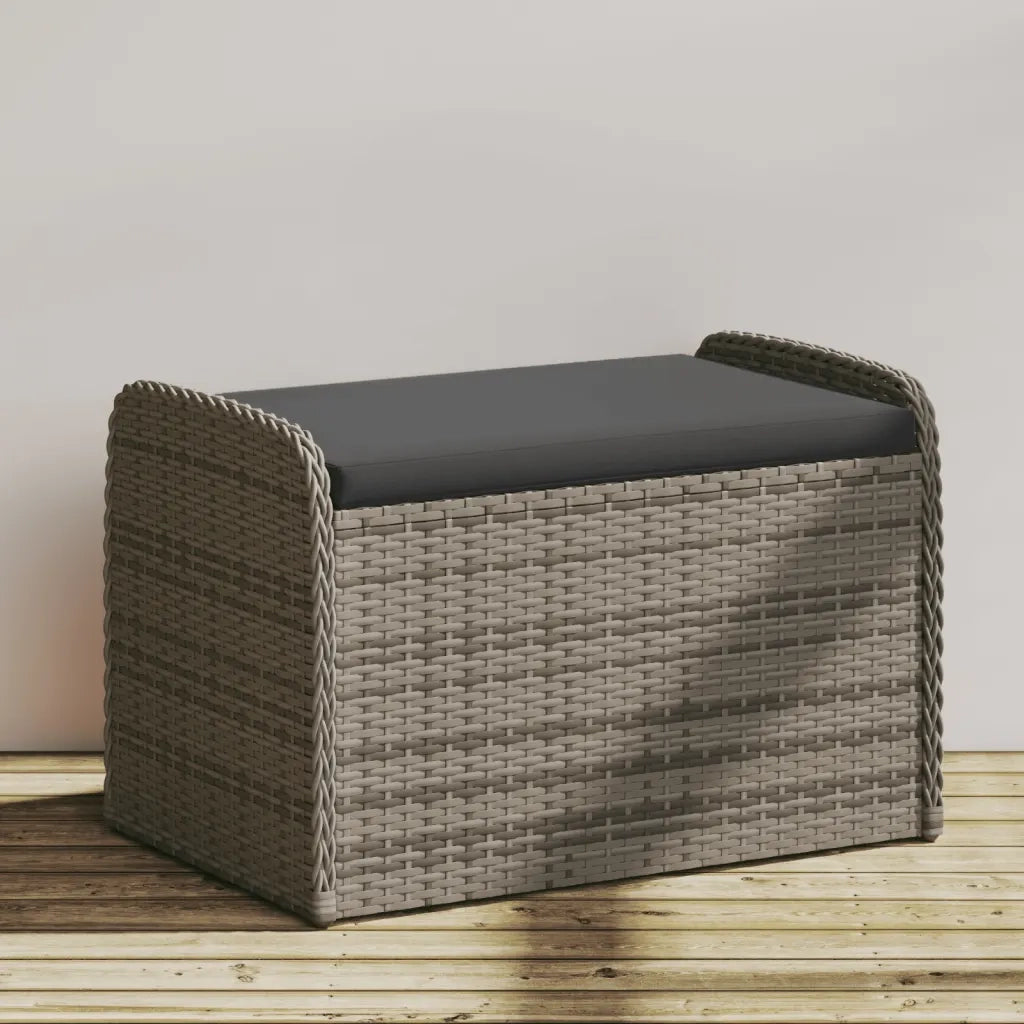 Cassapanca con Cuscino Grigia 80x51x52 cm in Polyrattancod mxl 112073