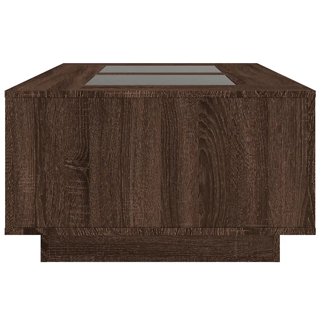 Tavolino Salotto con LED-Tavolino da soggiorno-Tavolo Infinity Rovere Marrone 116x69x40 cm