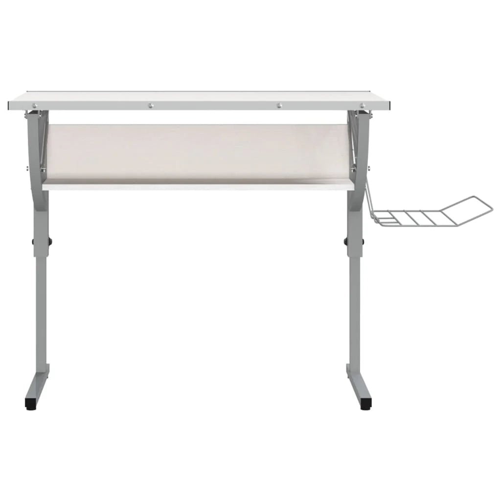 Scrivania tavolo postazione di lavoro mobile per computer studio al computer artigianato 110 x 53 x (58-87) cm bianco 02_0023698