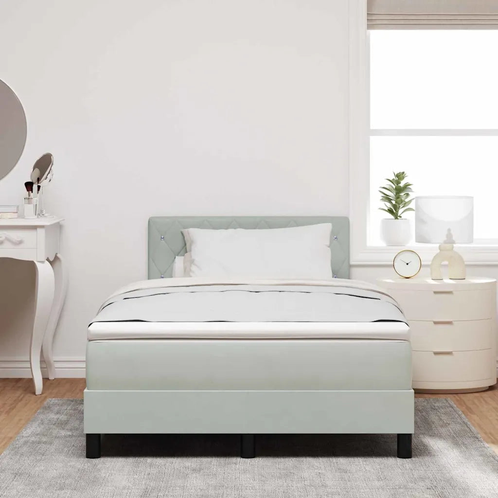 Letto a Sorgente LED con led Grigio chiaro 120 x 190 cm Velluto
