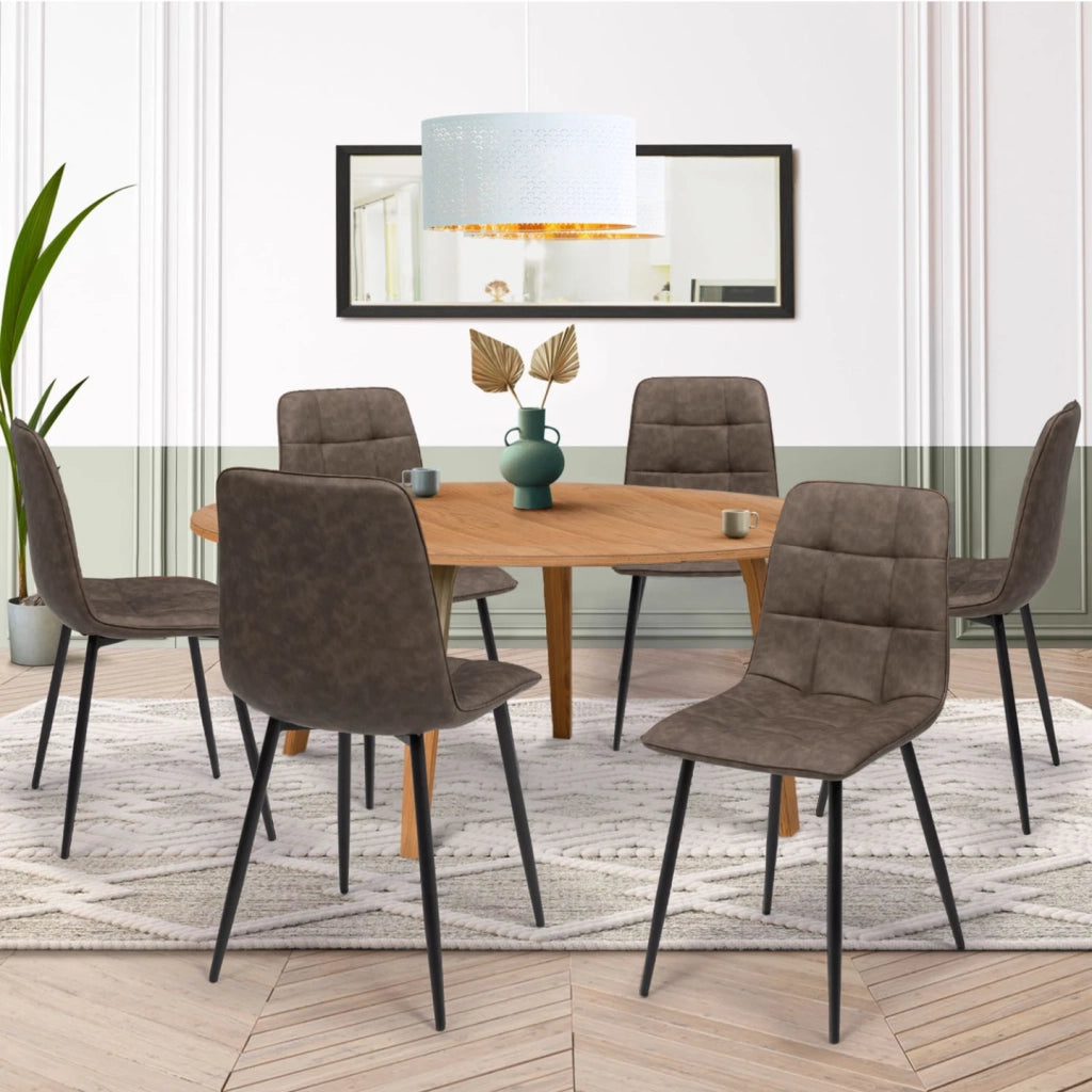 IDMarket - Set di 6 sedie da pranzo vintage in PU MILA marrone