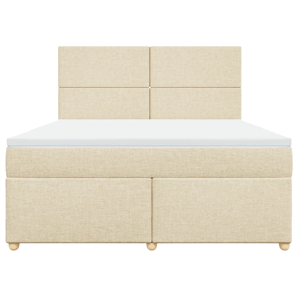 Giroletto a Molle con Materasso Crema 180x200 cm in Tessuto