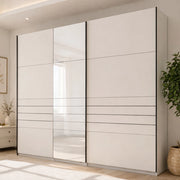 Armadio Camera da Letto Peio, Guardaroba Grande Appendiabiti, 245x217.5h cm Bianco Crema