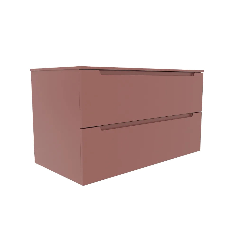 Mobile bagno sospeso 100cm terracotta due cassetti soft-close con top | Bako