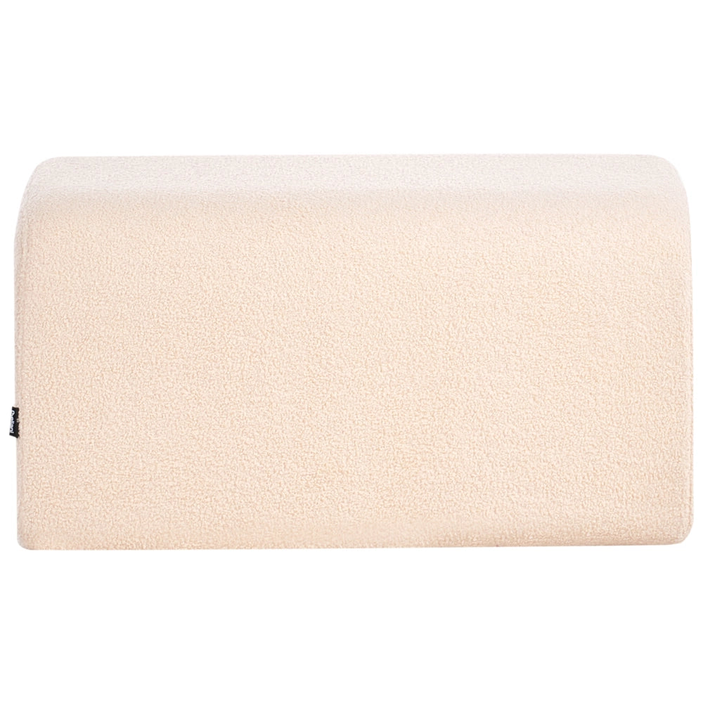 Pouf poggiapiedi rettangolare da salotto imbottito in tessuto boucle beige
