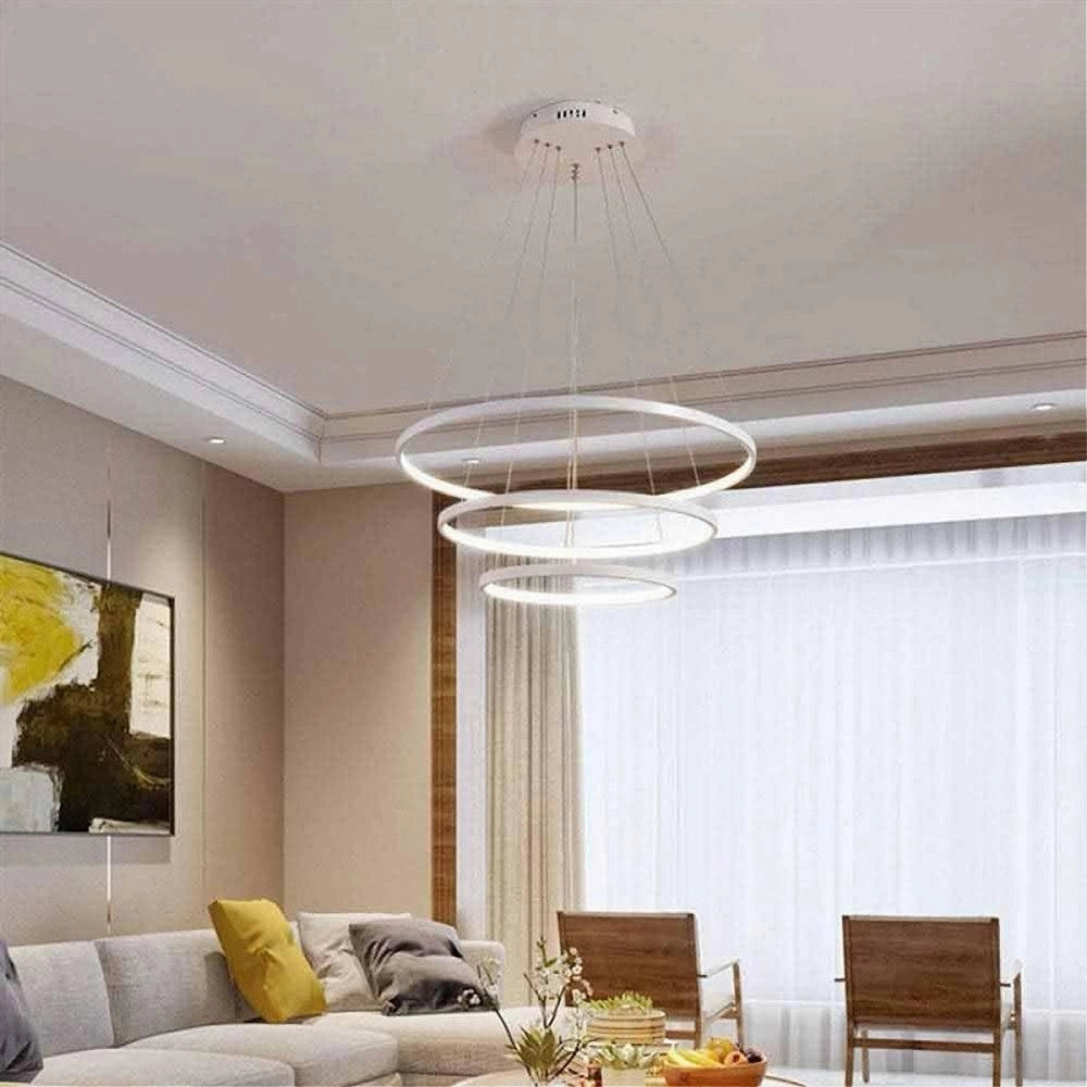 Trade Shop - Lampadario A Sospensione 51 W Led Forma Pianeta Bianco 3 Colorazione Luce A64-3c -