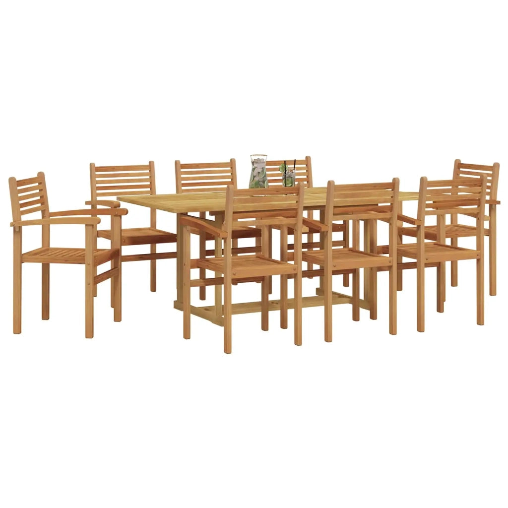 Set da Pranzo per Giardino 9 pcs Marrone Legno di teak solido