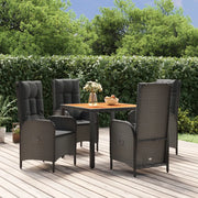 Set da Pranzo da Giardino 5 pz Nero con Cuscini in Polyrattancod mxl 76433