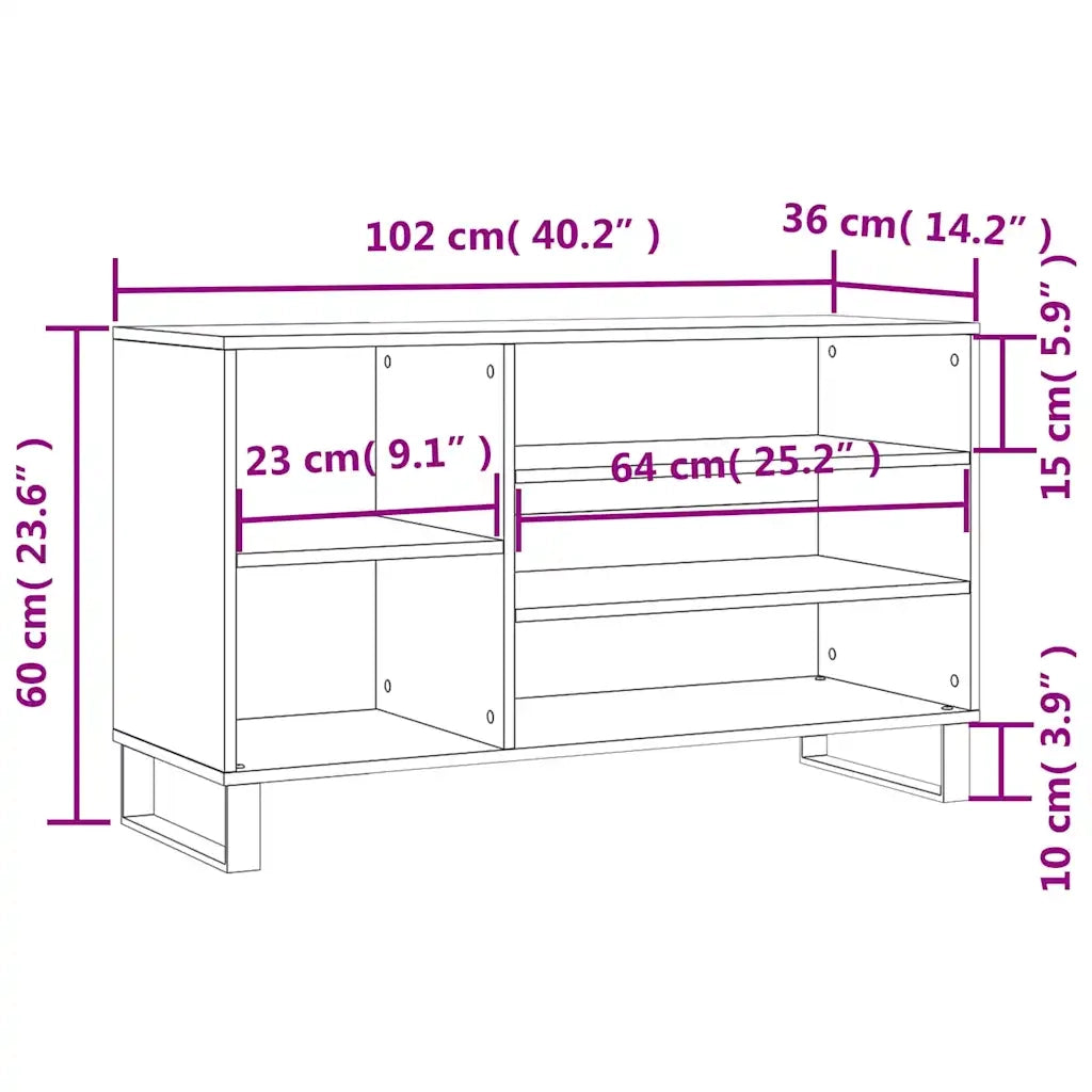 Scarpiera | Mobile per scarpe Grigio Sonoma 102x36x60 cm in Legno Multistrato