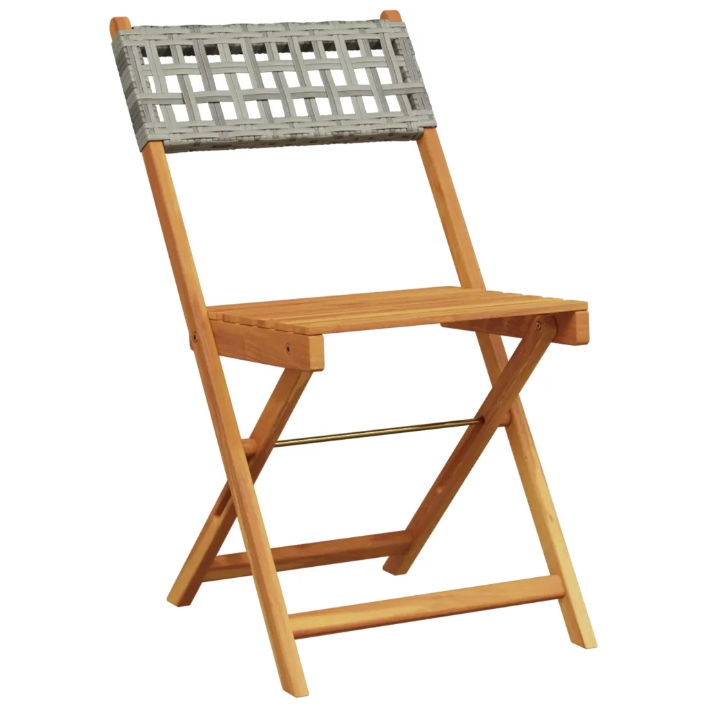 Set da Bistrot 3 pz | Set Salotto da Giardino Grigio in Polyrattan e Legno Massello