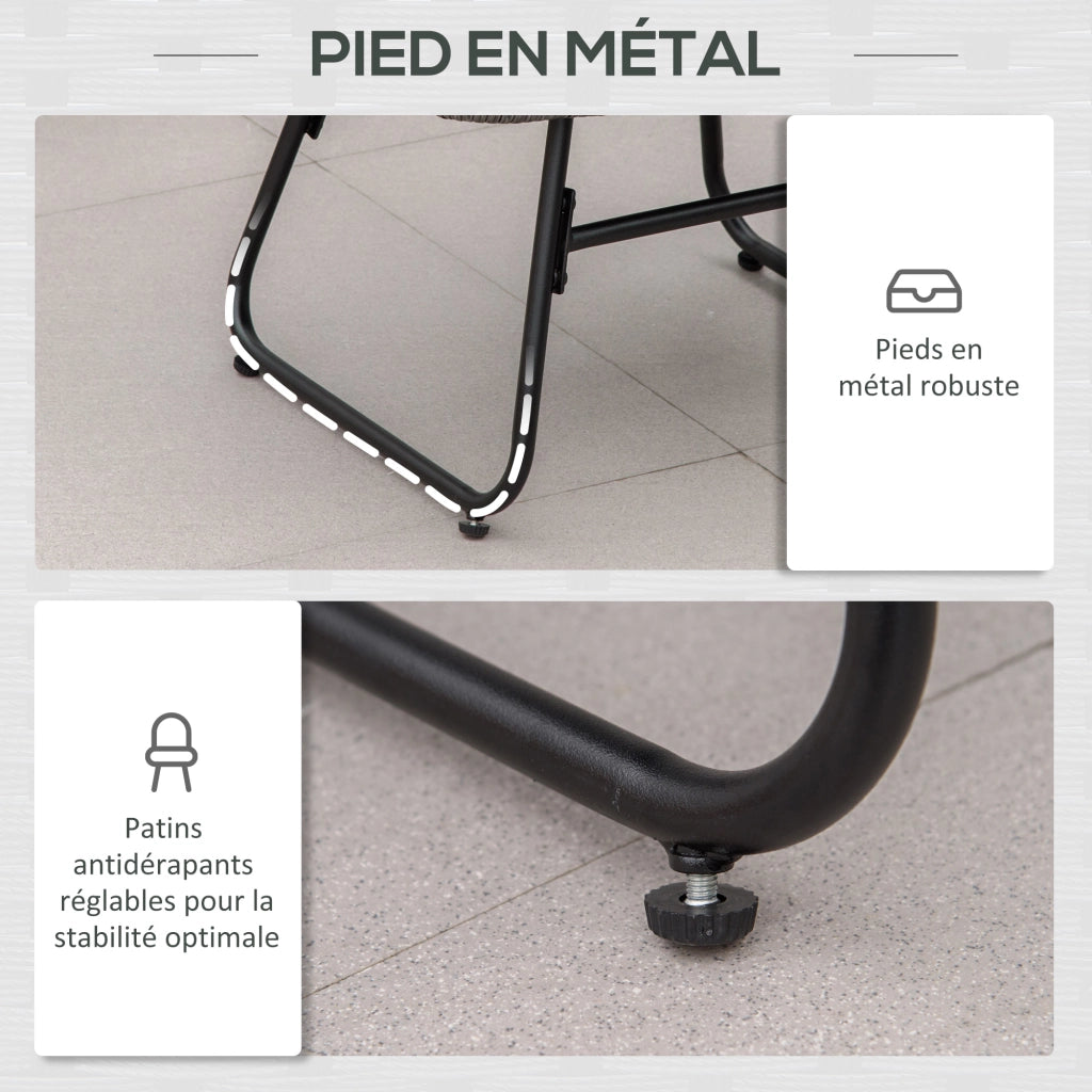 Poltrona da giardino con poggiapiedi in metallo e resina intrecciata ¨C zephmum ¨C grigio
