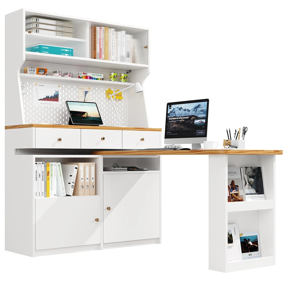 Armadio cucina alto - Xylo - 2 ante e 3 cassetti bianco 137x45x178cm