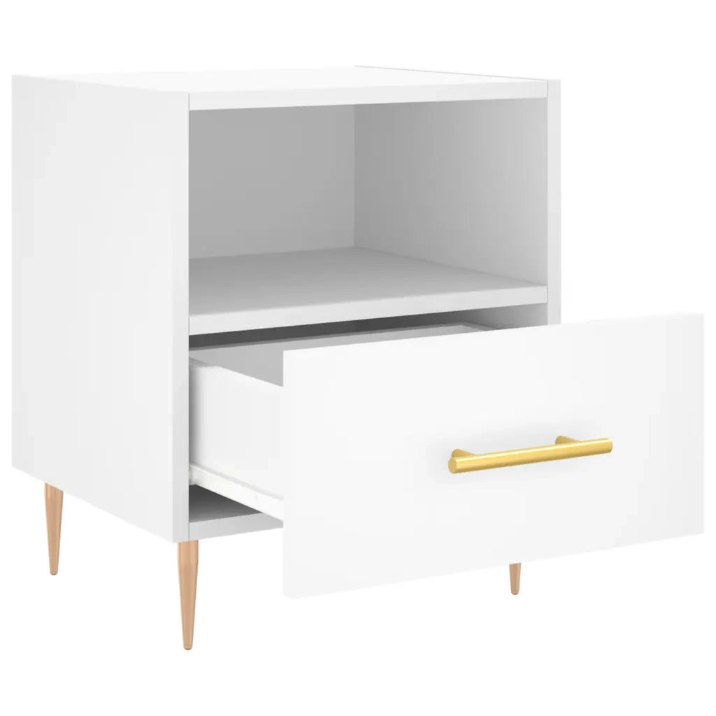 Comodino Bianco 40x35x47,5 cm in Legno Multistrato 827404