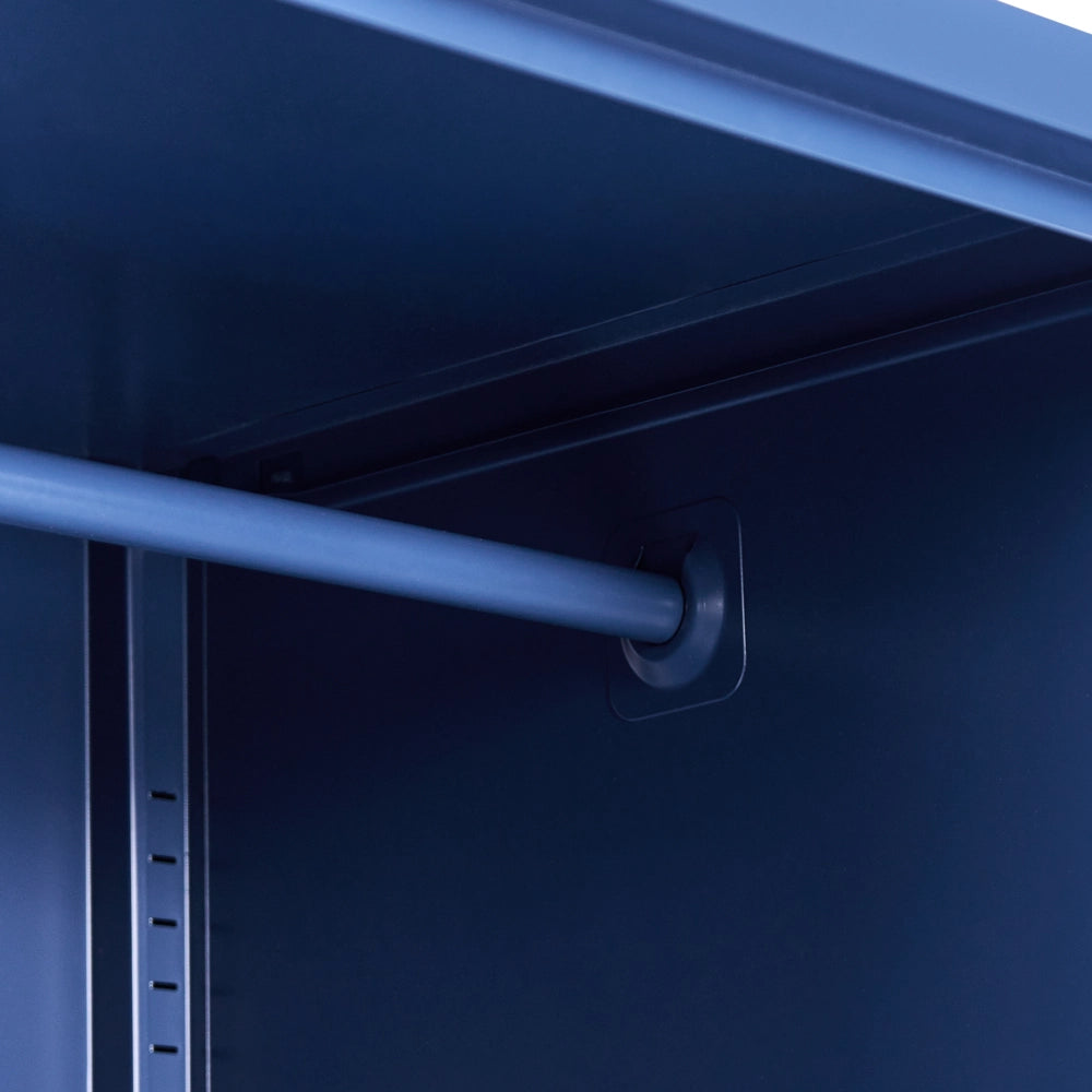 Armadio Portaoggetti Home Office Acciaio Blu Navy 2 Ante 4 Ripiani Design Industriale