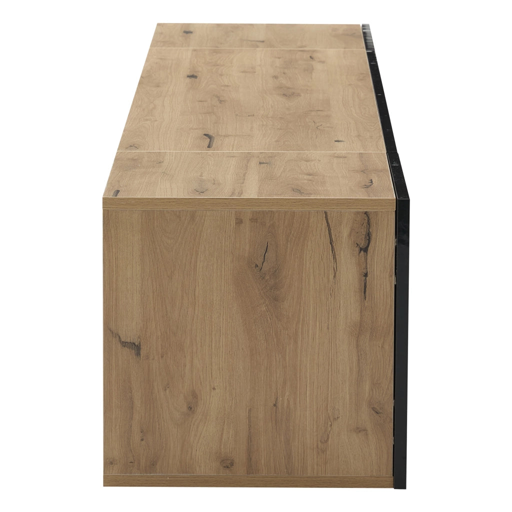 Mobile porta TV sospeso con LED e 3 vani in pannello truciolare beige e nero 180 × 37 × 36 cm