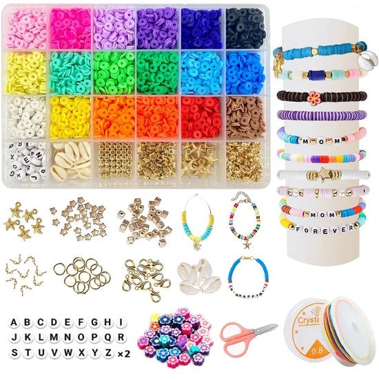 Set di Perline 5000 Pezzi - Perline di Gesso - Set Creativo - Crea Gioielli - Bracciale/Collana - Accessori e Accessori