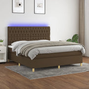 Letto a Molle Materasso e LED Marrone Scuro 160x200 cm Tessuto cod mxl 60026
