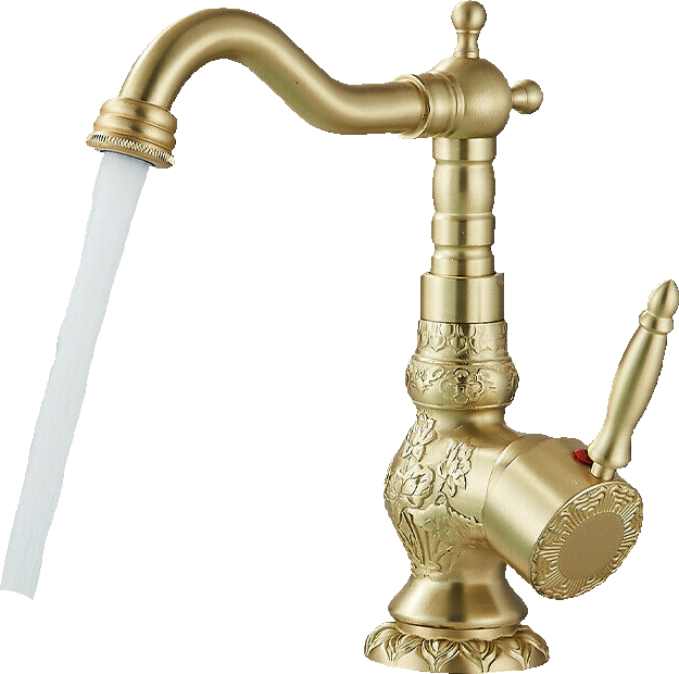 JULIAN | Rubinetto da bagno alto vintage oro spazzolato | Miscelatore retrò in acciaio inox per lavabo freestanding | Bagno con rubinetto gastronomico