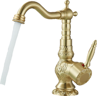 JULIAN | Rubinetto da bagno alto vintage oro spazzolato | Miscelatore retrò in acciaio inox per lavabo freestanding | Bagno con rubinetto gastronomico